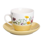 Чашка з блюдцем порцелянова 250 мл Liling Rongxiang Ceramic RX-N24723Y жовта