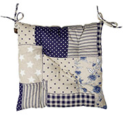 Подушка на стілець Печворк синій Господиня Прованс