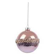 Куля новорічна 8 см Novogod'ko 973839 бежева глянець орнамент