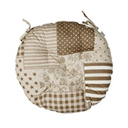 Круглая подушка на стул Пэчворк беж Хозяйка Прованс