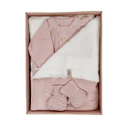 Набір для немовлят (плед, чоловічок, пінетки) Art Knit рожевий