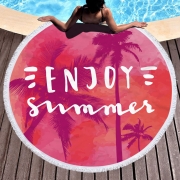 Рушник пляжний круглий з бахрамою Homytex Літо Майямі