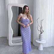 Сукня пляжна в'язана Мереживо Art Knit лаванда з відкритою спиною