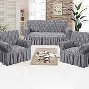 Жакардові чохли для дивана та 2 крісел Love you сірий