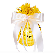 Елочный шар темно золотой с атласным бантом Глэм 8см Lefard 085-311