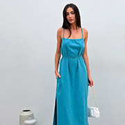 Сукня Афіна бавовна-льон Art Knit бірюзова