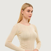 Лонгслів жіночий 23182 вовняний ажурний трикотаж German Volf молочний