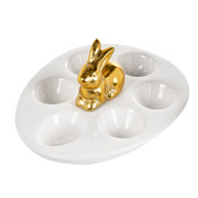 Блюдо для яєць 25х17, 8х8, 3 см Кролик Lefard 947-037 біле із золотом