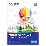 Бумага цветная двусторонняя 15 листов A4 Classic Kite K-250