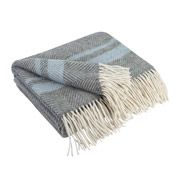 Плед вовняний меринос зі смужками Love You білий-сірий-блакитний