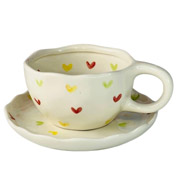 Чашка з блюдцем 300 мл Мульти серця Olens 8030-399