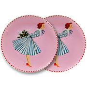 Набір фарфорових тарілок 2 шт 20.5 см Miss Christmas Lefard 924-888 рожевий