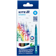 Фломастери-пензлики 6 кольорів Creative Kite K-1149 металік