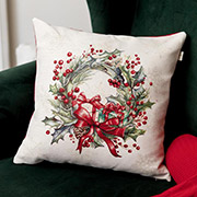 Декоративна гобеленова новорічна подушка Вінок Снігова зима Прованс