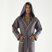 Халат чоловічий вафельний довгий з капюшоном Nusa NS-24680 a-kahve