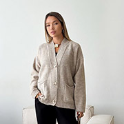 Кардиган жіночий Casual Wool Art Knit колір льону