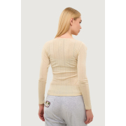 Лонгслів жіночий 23182 вовняний ажурний трикотаж German Volf молочний - Фото №4