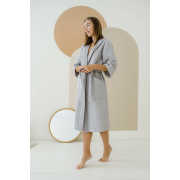 Халат жіночий вафельний з капюшоном 201 Cosy сірий - Фото №7