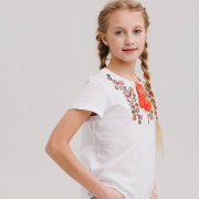 Футболка в етно стилі для дівчаток Бембі ФБ962 біла - Фото №7
