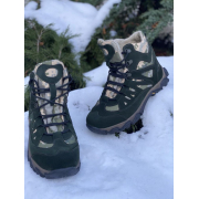 Шкіряні берці з конопляною тканиною зимові Ukono темно-зелений, піксель - Фото №3