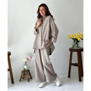 Штаны хлопково-льняные Прованс корда - Фото №4