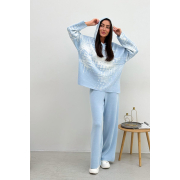 Худі жіноче в'язане Vibe Cotton Art Knit блакитний - Фото №3