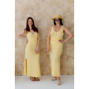 Сукня в'язана довга ажурна Art Knit жовта - Фото №3