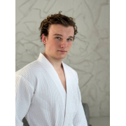 Халат вафельний кімоно Wariet SoundSleep білий короткий - Фото №11