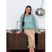 Джемпер вязаный Soft Art Knit бирюзовый - Фото №3