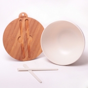 Миска бамбукова Kamille 27х12.2 см з кришкою і приладами 4384 - Фото №4