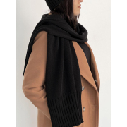 Шарф в'язаний теплий Wool Art Knit чорний - Фото №4