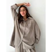 Рубашка хлопково-льняная oversize Прованс корда - Фото №3