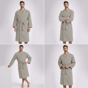 Халат кімоно вафельний унісекс довгий SoundSleep бежевий - Фото №3