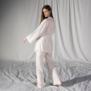 Сорочка-кімоно лляна Serli uzun kollu kimono beyaz Penelope білий - Фото №3