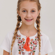 Футболка в етно стилі для дівчаток Бембі ФБ962 біла - Фото №4