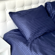 Комплект постільної білизни Stripe Sense Dark Blue SoundSleep сатин-страйп Туреччина темно-синій - Фото №12