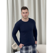 Чоловіча піжама F600P+L04 лонгслів і штани Cosy темно-синій-сірий - Фото №3