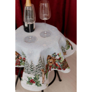 Скатертина новорічна гобеленова кругла Squirrel Прованс - Фото №7