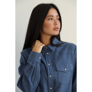 Сорочка жіноча фланелева 24026 German Volf синій - Фото №8