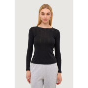 Лонгслів жіночий 23181 вовняний ажурний трикотаж German Volf темно-сірий - Фото №3