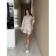 Жіноча піжама-трійка Магія Різдва поплін PP01 сорочка-штани-шорти Cosy - Фото №4