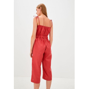 Комбінезон лляний на зав'язках Прованс червоний - Фото №4