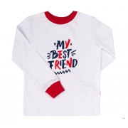 Піжама з інтерлоку для хлопчика Бембі ПЖ53 біла з червоним - Фото №3