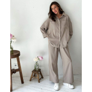 Штаны хлопково-льняные Прованс корда - Фото №3