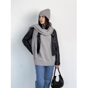 Шапка в'язана тепла Wool Art Knit сіра - Фото №4