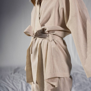 Сорочка-кімоно лляна Serli uzun kollu kimono ekru Penelope молочний - Фото №8