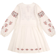 Сукня лляна з вишивкою ПЛ379 Бембі 2L6-молочний-червоний - Фото №3