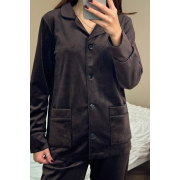 Жіноча піжама 098/22 сорочка і штани V.Velika шоколад із чорним кантом - Фото №3