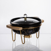 Марміт круглий 0.8 л Yiwu LC-716 чорний мармур - Фото №3