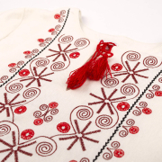 Сукня лляна з вишивкою ПЛ379 Бембі 2L6-молочний-червоний - Фото №4